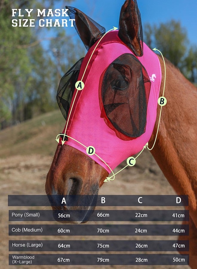 HackFond Horse Fly Mask Generous&Fine Mesh Eye Covers and Ears Elasticity Mask Snug Fitting Comfortable Breathable Lightweight Equine Stretchy Protection for Horses Hot Pink Full Size - Image 5